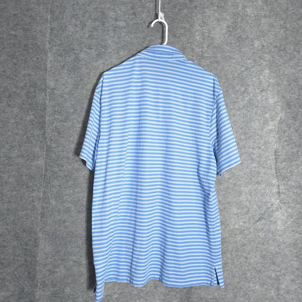 Ralph Lauren Polo‎ Shirt Mens XL Blue White Striped Pro Fit Short Sleeve Cotton